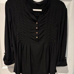 Cocomo Black Top With Gold Metallic Dots and Gold Buttons
